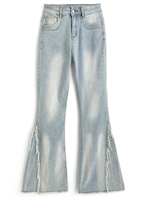 フリンジフレアデニムパンツ