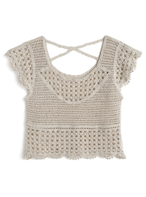 透かし編みクロシェニットトップス