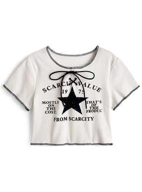 レースアップロゴプリントTシャツ