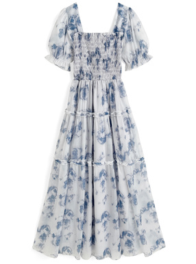 フラワーニュアンスフレアワンピース