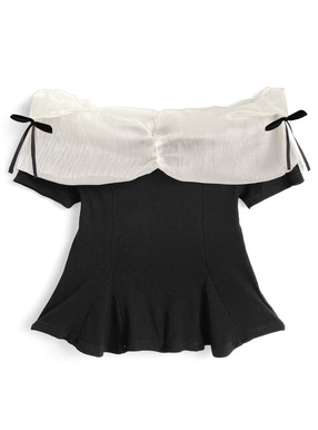 サイドリボンオフショルダートップス