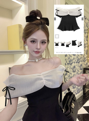 サイドリボンオフショルダートップス