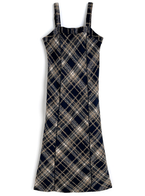 チェック柄ロングワンピース