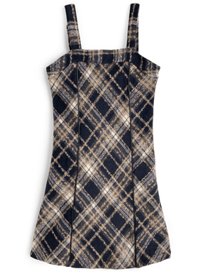 チェック柄フレアミニワンピース