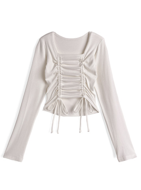 スクエアネックドロストトップス