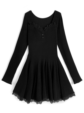 レースフレアミニワンピース