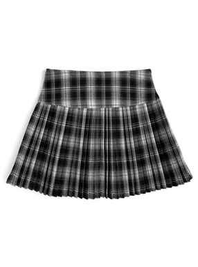 インパン裏地付きチェック柄プリーツミニスカート