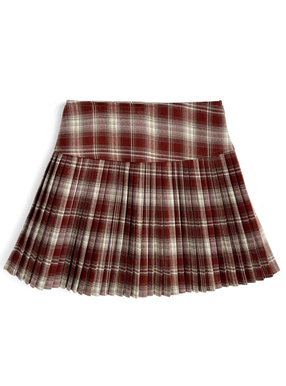 インパン裏地付きチェック柄プリーツミニスカート