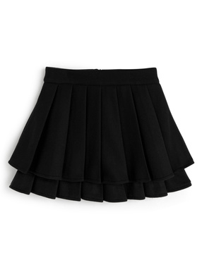 インパン裏地付きティアードプリーツミニスカート