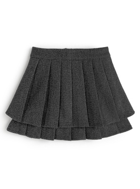 インパン裏地付きティアードプリーツミニスカート
