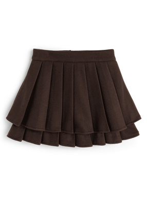 インパン裏地付きティアードプリーツミニスカート