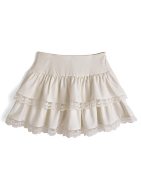 インパン裏地付きレースティアードフリルミニスカート