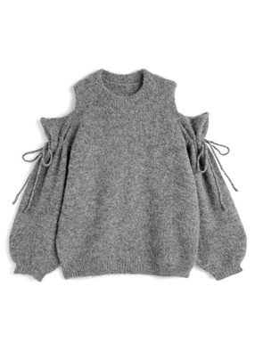 ショルダーオープンニットトップス