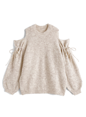 ショルダーオープンニットトップス