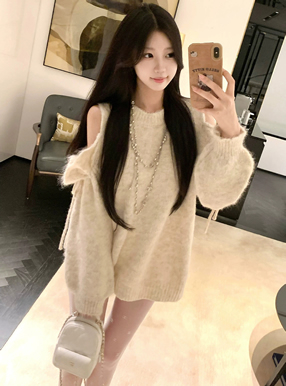 ショルダーオープンニットトップス