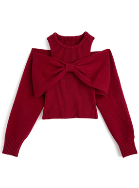 リボンボレロ×ノースリーブトップスニットアンサンブル