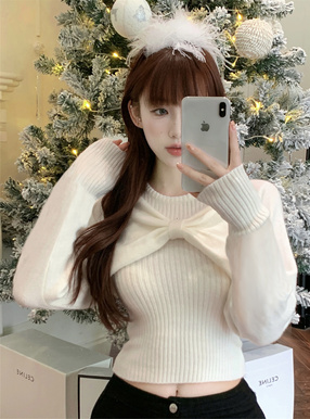 リボンボレロ×ノースリーブトップスニットアンサンブル