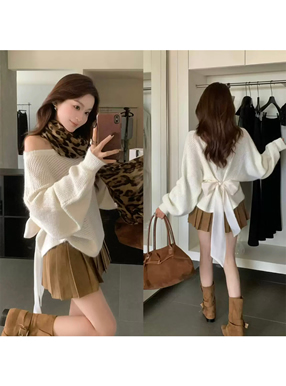 2Wayバックリボンニットトップス