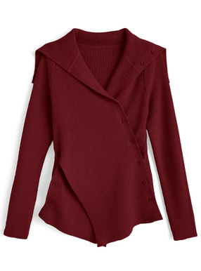 2Wayアシンメトリーリブニットトップス