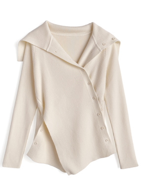 2Wayアシンメトリーリブニットトップス