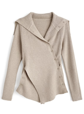 2Wayアシンメトリーリブニットトップス