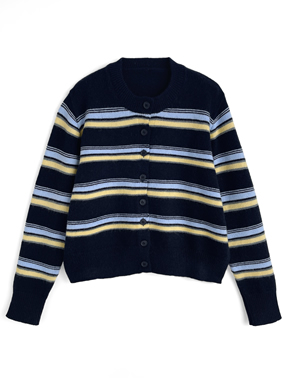 ボーダー柄ニットカーディガン