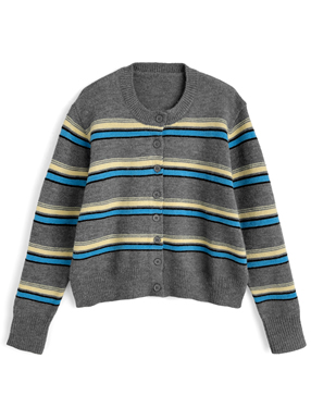 ボーダー柄ニットカーディガン