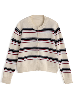 ボーダー柄ニットカーディガン