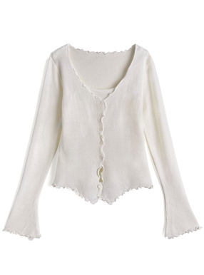 メロウフリルレイヤード風ニットトップス