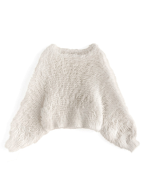 フェザーニットショート丈トップス