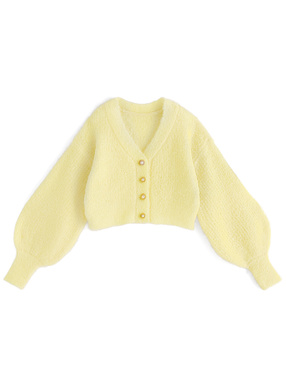 シャギーニットショート丈カーディガン