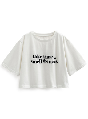 ロゴ刺繍ショート丈Tシャツ