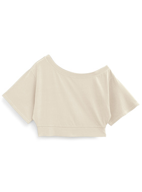 ワンショルダーショート丈Tシャツ