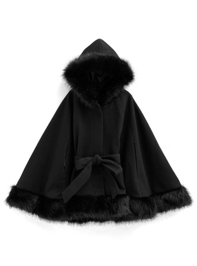 フード付きケープファーコート