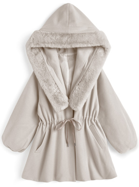 ファー付きフードドロストコート