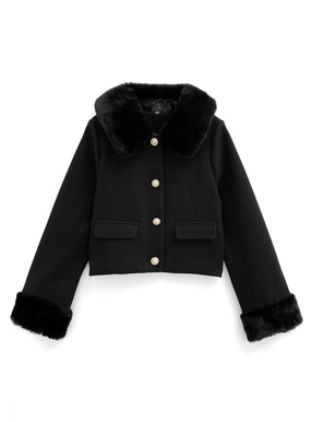 ビジューボタンファーショート丈コート