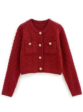 ラメケーブル編みニットカーディガン