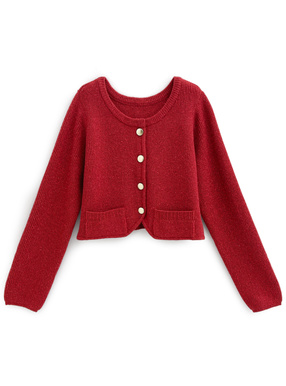 ラメリブニットショート丈カーディガン