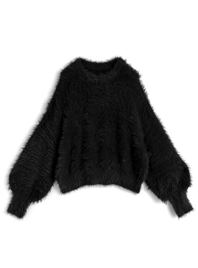 クルーネックシャギーニットトップス