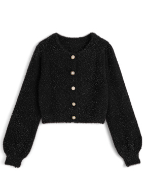 アソートボタンラメシャギーニットカーディガン