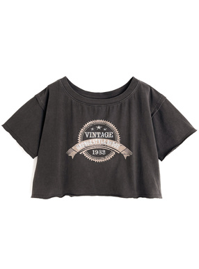 2Wayピグメントロゴクロップド丈Tシャツ