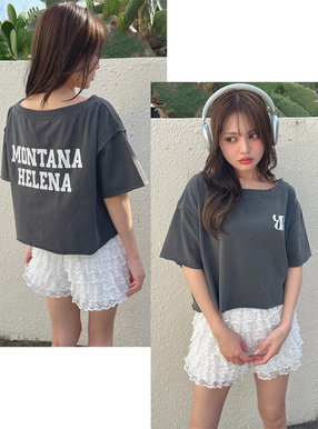 2Wayショート丈プリントTシャツ