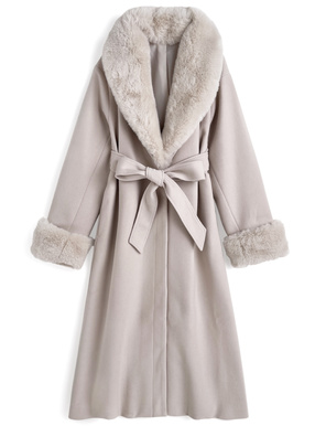 リボンベルト付きファーガウンコート