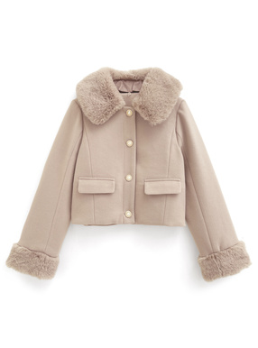 ビジューボタンファーショート丈コート