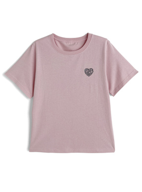 ラメレオパードハートロゴプリントTシャツ