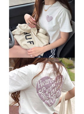 発泡ハートロゴプリントTシャツ