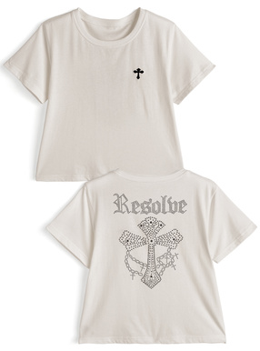 バッククロススタッズロゴTシャツ