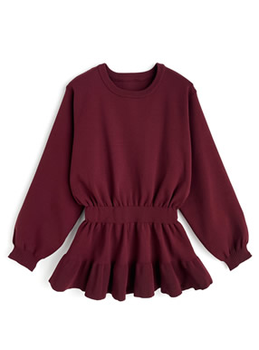 ペプラムリブニットトップス