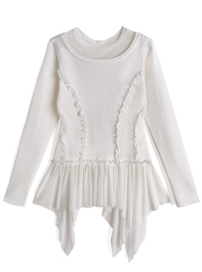 レイヤード風シアーイレヘムニットトップス