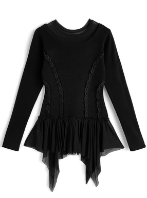 レイヤード風シアーイレヘムニットトップス